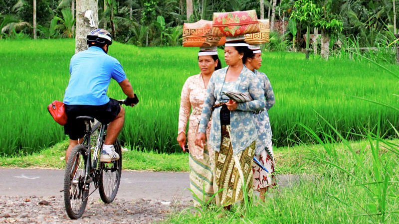 Traditional Balinese village visit on Sobek cycling tour.