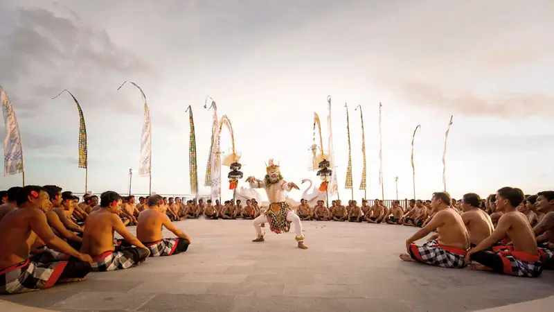 Hanoman's performance in the Kecak Dance at Melasti Beach Ungasan, Bali