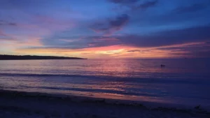 Stunning sunset view at Jimbaran Beach, Bali.