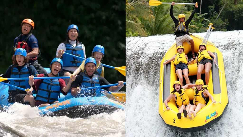 Telaga Waja River vs Ayung River in Bali, showcasing different levels of rapids and excitement.