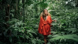 Woman exploring Bali's lush jungles – a natural attraction and one of Bali's top nature spots for eco-tourism.