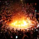 Kecak Dance Uluwatu fire circle performance at sunset