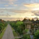 Sunset view of Penglipuran Village Bali, highlighting its traditional architecture and serene atmosphere.